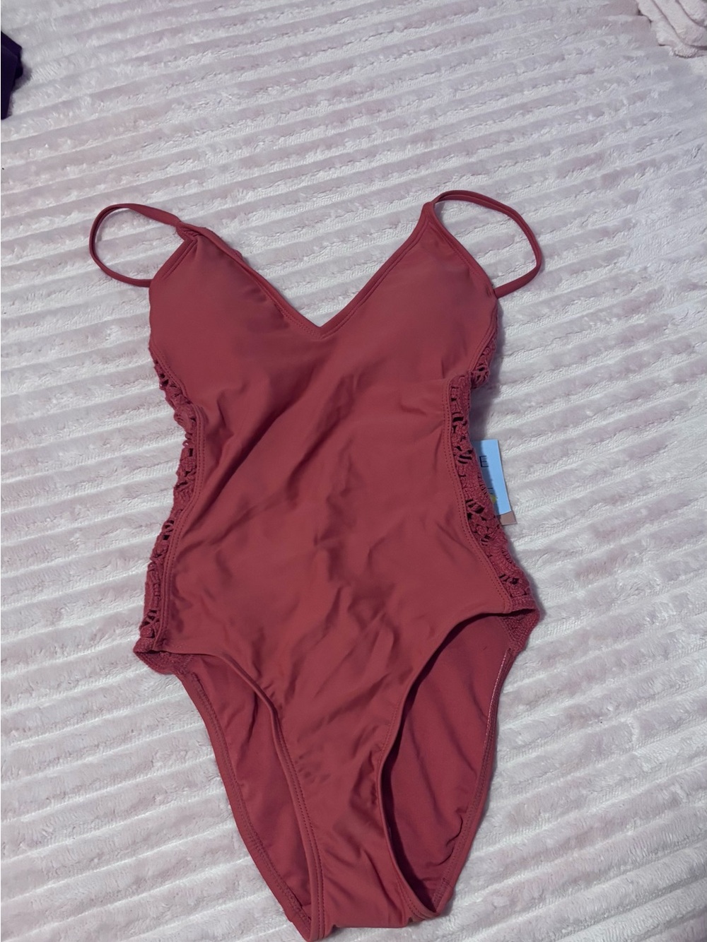 Shade & Shore Rust One-Piece Swimsuit with Lace Side Panels